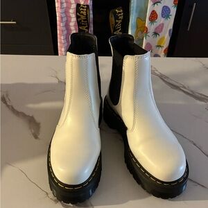 Dr. Martens 2976 Quad White Leather Platform Chelsea Boots